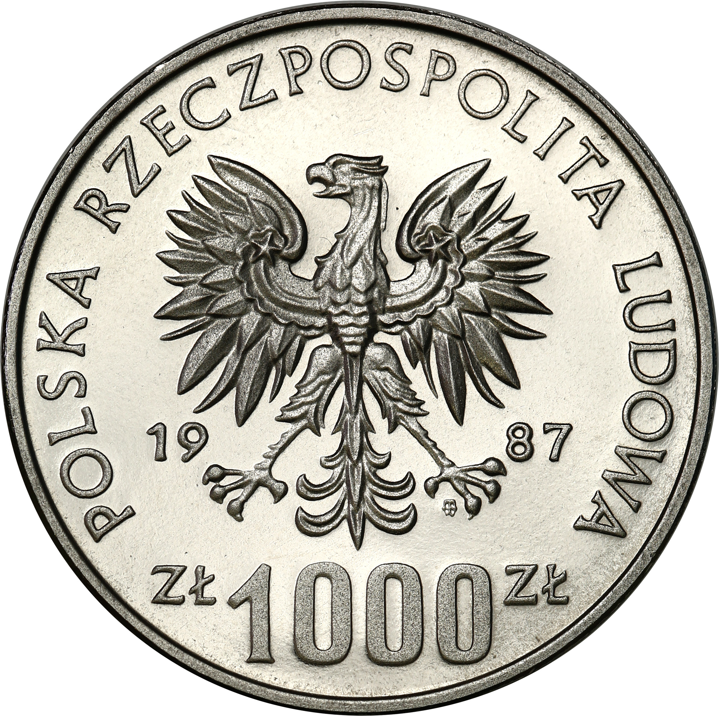 PRL. PRÓBA Nikiel 1.000 złotych 1987 Kazimierz III Wielki - półpostać